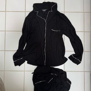 Victoria's Secret Black and Pink Satin Pajama Set